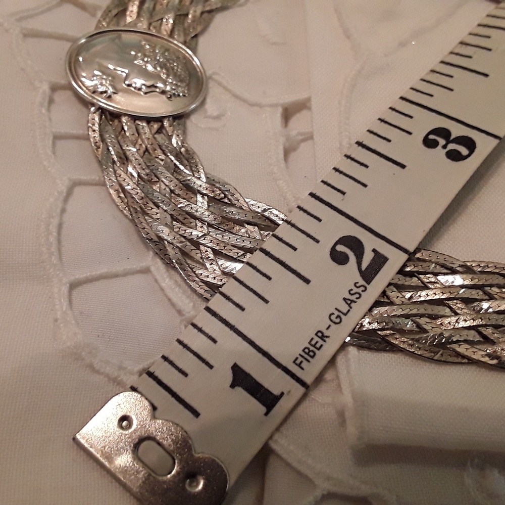 VTG SOLID 925 STERLING CAMEO CHOKER , 14 " ITALY - Picture 6 of 8